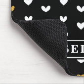 Black White Gold Heart Pattern met aangepaste naam Muismat (Hoek)