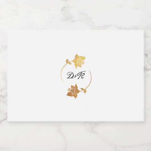 Black White Gold Initialen Floral Wreated Gift Voedselcontainer Etiket (Enkel label)