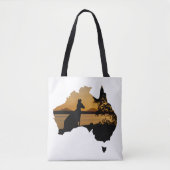 Black, White & Gold Kangaroo Sunset Australië Tote Bag (Voorkant)