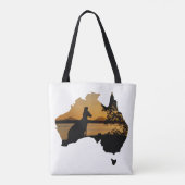 Black, White & Gold Kangaroo Sunset Australië Tote Bag (Achterkant)
