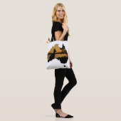 Black, White & Gold Kangaroo Sunset Australië Tote Bag (Op model)