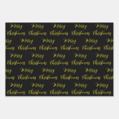 Black White Gold Merry Christmas Mix Inpakpapier Vel (Voorkant 2)