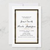 Black White & Gold Minimal Chic Elegant Wedding Kaart (Voorkant)