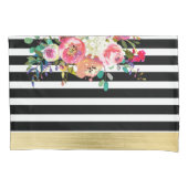 Black White Gold Modern Floral Glam Chic Glamour Kussensloop (Voorkant)