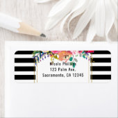 Black White Gold Modern Floral Glam Elegant Chic Etiket (Insitu)