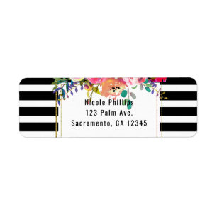 Black White Gold Modern Floral Glam Elegant Chic Etiket