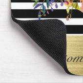 Black White Gold Modern Floral Glam Elegant Chic Muismat (Hoek)