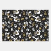 Black White Gold Modern Kerstmis Inpakpapier Vel (Voorkant 3)