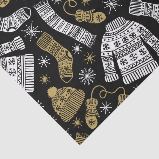 Black White Gold Modern Winter Clothing Tissuepapier (Detail)
