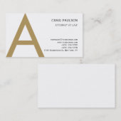 Black White Gold Monogram Attorney Visitekaartje (Voorkant / Achterkant)