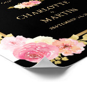 Black White Gold Pink Floral Wedal Welcome Sign Poster (Hoek)