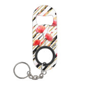 *~* Black White Gold Red Poppy Pattern Mini Flessenopener (Voorkant)