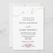 Black White Gold Rustic Eucalyptus Wedding Invite Kaart (Voorkant)