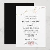 Black White Gold Rustic Eucalyptus Wedding Invite Kaart (Voorkant / Achterkant)