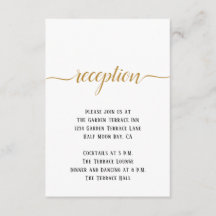 Black White Gold Script Minimal Wedding Reception