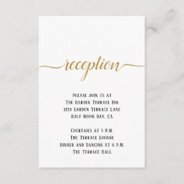 Black White Gold Script Minimal Wedding Reception Informatiekaartje