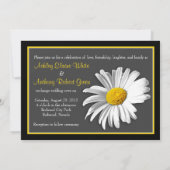 Black White Gold Shasta Daisy Wedding Invitation Kaart (Achterkant)