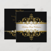 Black White Gold Silver Elegant Kaart (Voorkant / Achterkant)