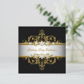 Black White Gold Silver Elegant Kaart (Staand voorkant)