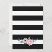 Black White Gold Striped Pink Floral Wedding Kaart (Achterkant)