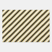 Black White Gold Stripes Assortation Inpakpapier Vel (Voorkant 2)