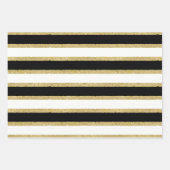 Black White Gold Stripes Assortation Inpakpapier Vel (Voorkant)