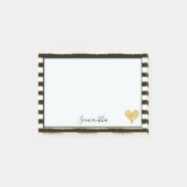 Black White Gold Stripes Heart Post-it® Notes (Voorkant)