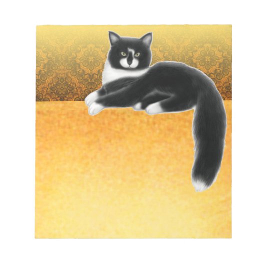 Black White Gold Tuxedo Cat Felix Notitieblok (Voorkant)