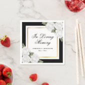 Black White Gold Waterverf Floral Memory Funeral Servet (Insitu)