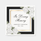 Black White Gold Waterverf Floral Memory Funeral Servet (Voorkant)