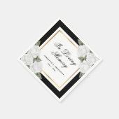 Black White Gold Waterverf Floral Memory Funeral Servet (Hoek)