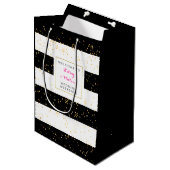 Black White Gold Wedding Out of Town Gast Welkom Medium Cadeauzakje (Voorkant Gekanteld)