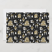 Black White Gold Winter Pattern Feestdagenkaart (Achterkant)