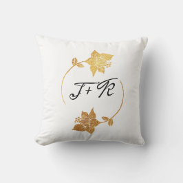 Black White Golden Flower Monogram Initiaal Wreate Kussen