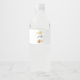 Black White Golden Flower Wreatmonogram Initiaal Waterfles Etiket