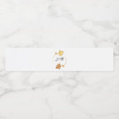 Black White Golden Flower Wreatmonogram Initiaal Waterfles Etiket (Enkel label)