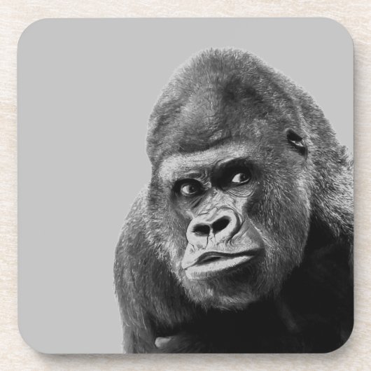 Black White Gorilla Bier Onderzetter (Voorkant)