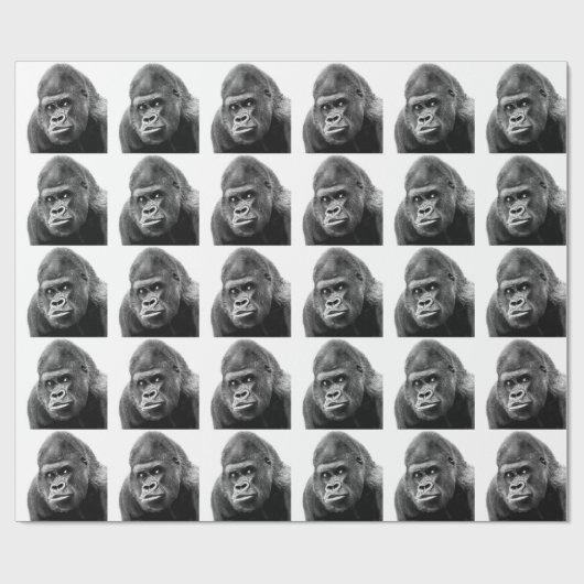 Black White Gorilla Cadeaupapier (Vlak)