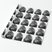 Black White Gorilla Cadeaupapier (Uitgerold)