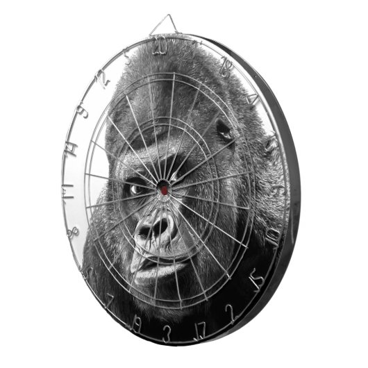 Black White Gorilla Dartbord (Voorkant Rechts)