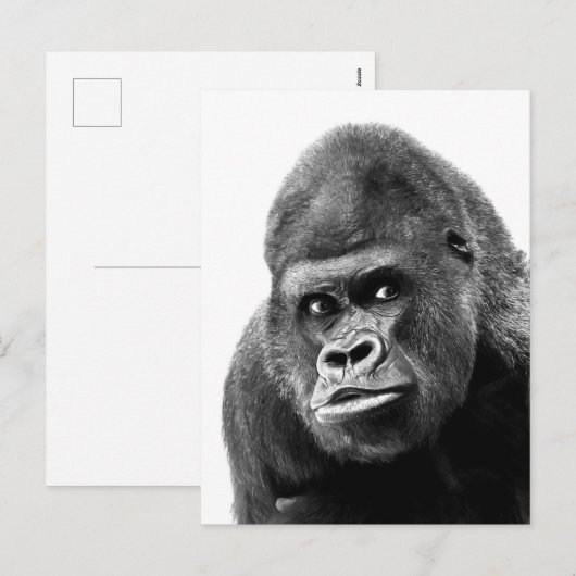 Black White Gorilla Feestdagenkaart (Voorkant / Achterkant)