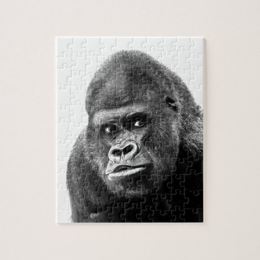 Black White Gorilla Foto: Animals Art Legpuzzel (Verticaal)
