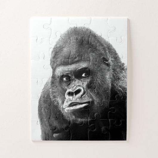 Black White Gorilla Foto: Animals Art Legpuzzel (Verticaal)