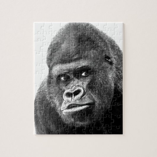 Black White Gorilla Foto: Animals Art Legpuzzel (Verticaal)