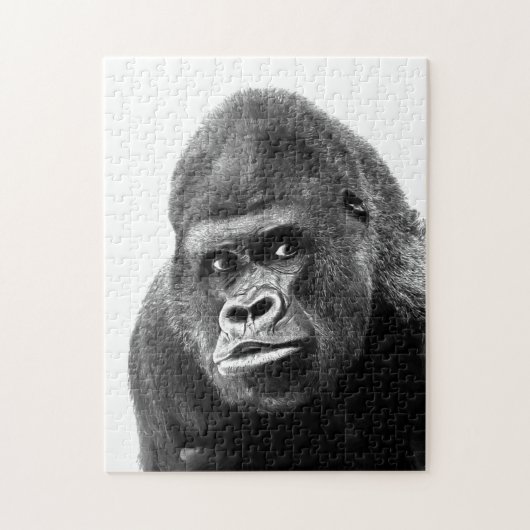 Black White Gorilla Foto: Animals Art Legpuzzel (Verticaal)