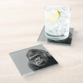 Black White Gorilla Glazen Onderzetter (Schuin)