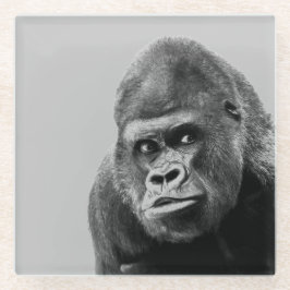 Black White Gorilla Glazen Onderzetter