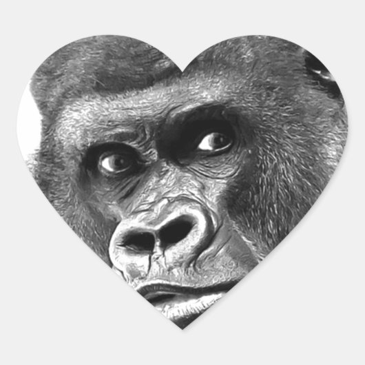 Black White Gorilla Hart Sticker (Voorkant)