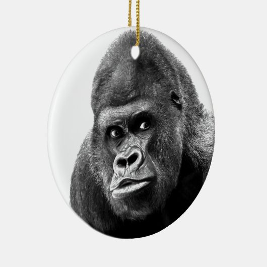 Black White Gorilla Keramisch Ornament (Rechts)