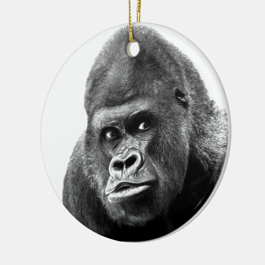 Black White Gorilla Keramisch Ornament (Links)